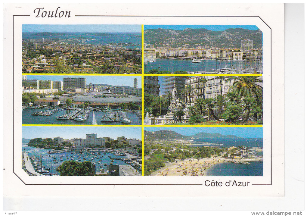 TOULON (83-Var) Vue Panoramique De La Rade, Port, Place De La Liberté, Plages Du Mourillon, Ed. J.P.P.Azur 1980 - Toulon