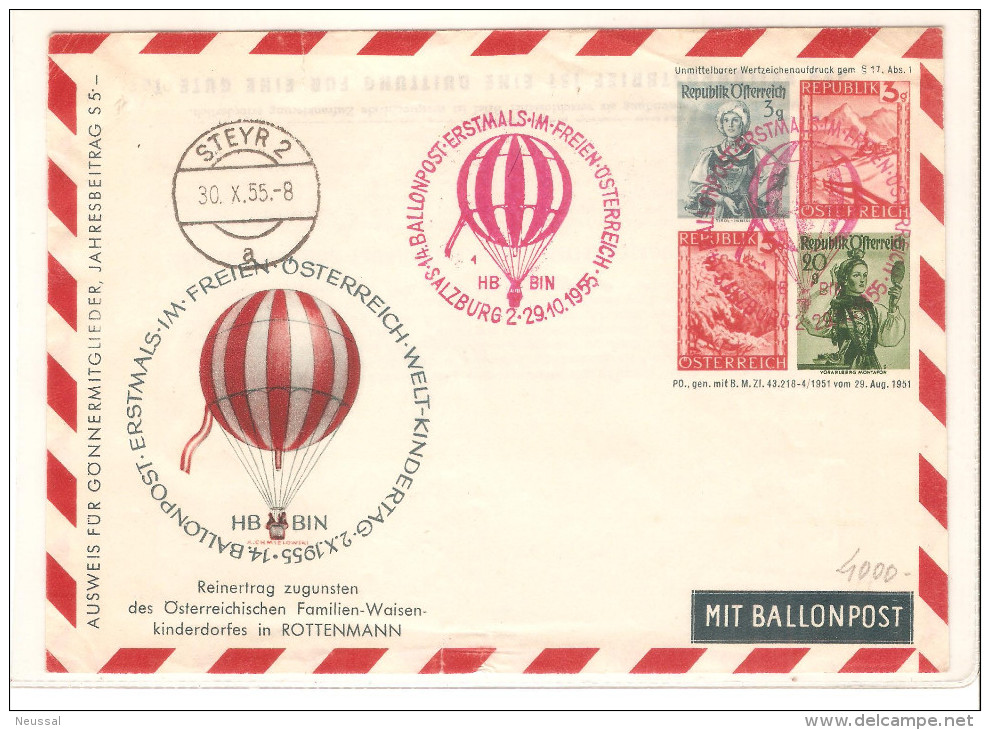 Carta Entero Postal Con Matasellos Steyr 1955 - Par Ballon