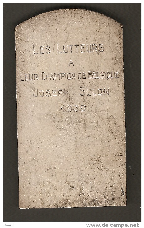 Plaque ART-DECO - Victoire -  Par Joseph WITTERWULGHE - Pour Joseph Sulon Champion De Belgique De Lutte 1939 - Brons