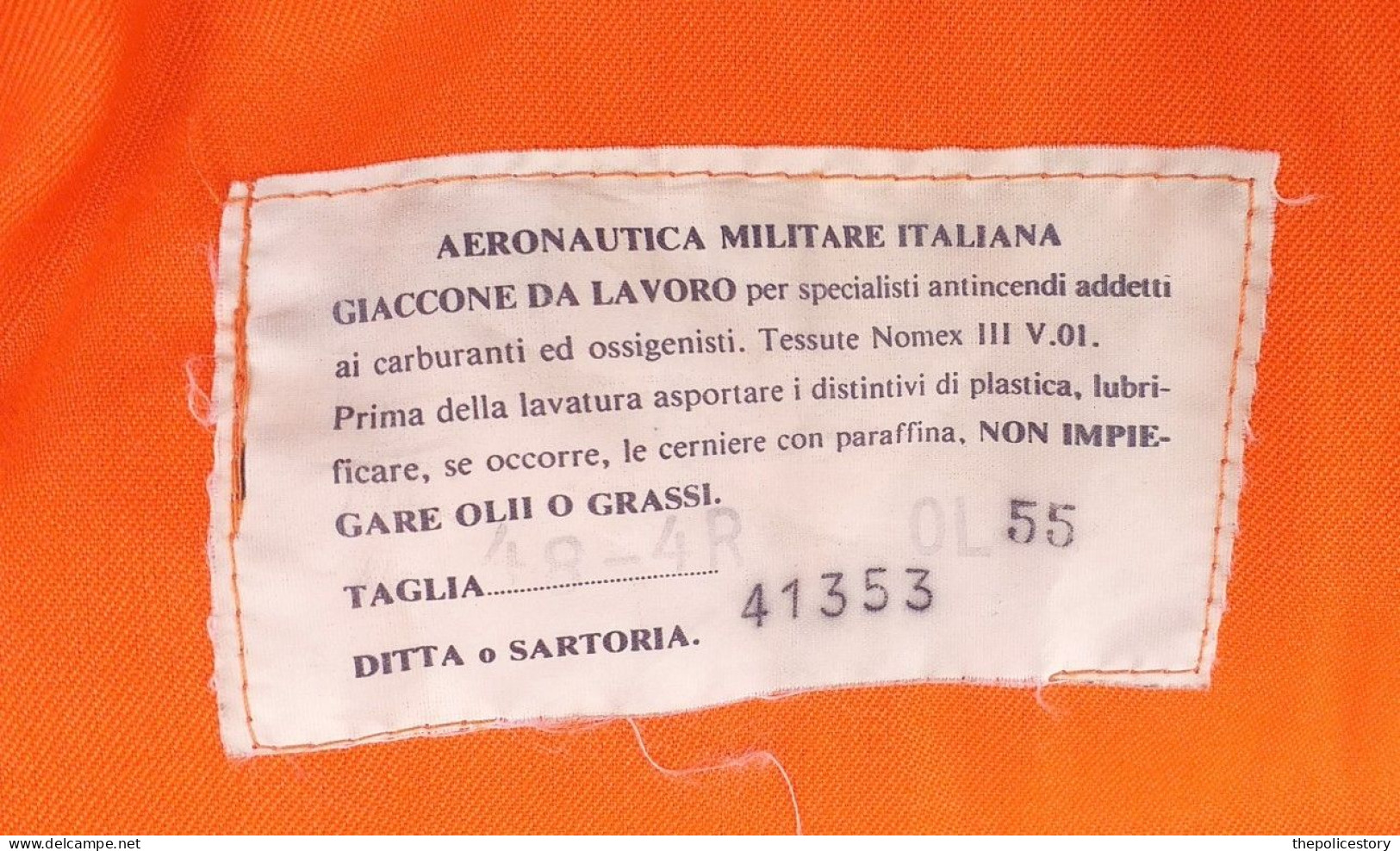 Giubbotto in Nomex Specialista Antincendio Aeronautica Militare tg. 48 marcato