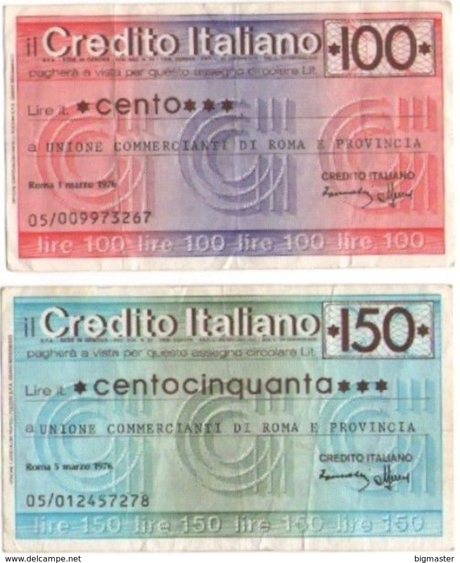 Mini Assegno Credito Italiano 2 Valori £ 100 + £ 150 - [10] Assegni E Miniassegni