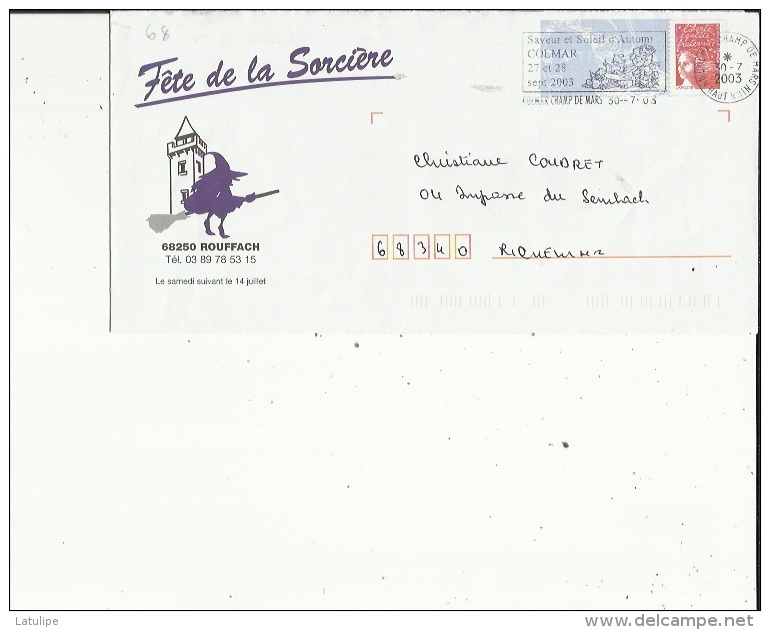 Rouffach  68   Enveloppe De La Fete De La Sorcière En 2003 - Rouffach