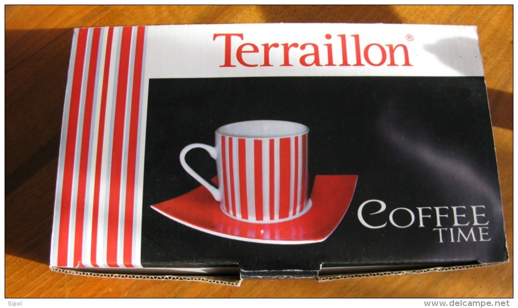 Tasses Coffe Time Avec Soucoupes Carrées X 4 Terraillon Neuves TBE - Tassen