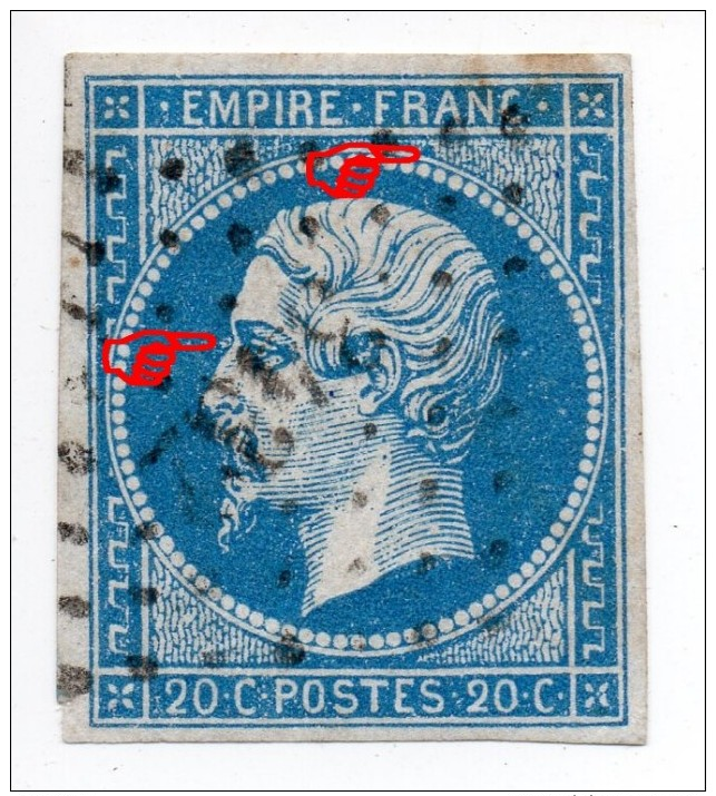 YT 14A Napoléon - Variété Surencrage Et Anneau-lune - PC 3432 Troyes 10 - 1853-1860 Napoleone III