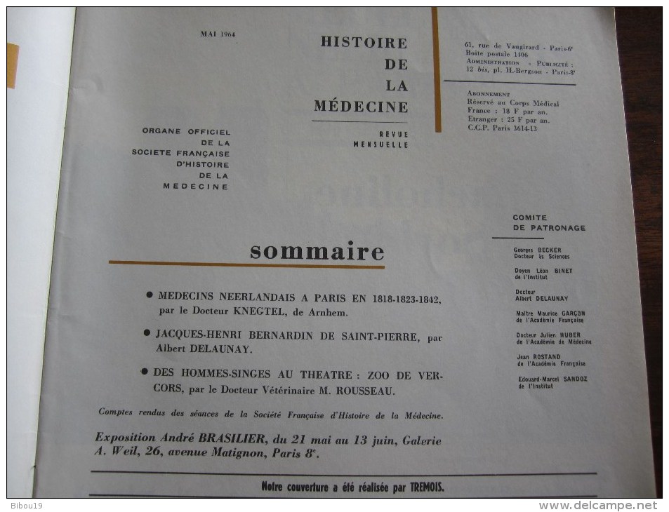 HISTOIRE DE LA MEDECINE ORGANE OFFICIEL DE LA SOCIETE FRANCAISE D HISTOIRE DE LA MEDECINE  MAI 1964 - Medicina & Salud