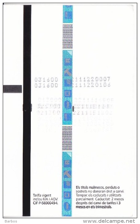 Spain , Barcelona   , Metro - Bus  - Autobus - Tram  Ticket  , 2015 - Europe