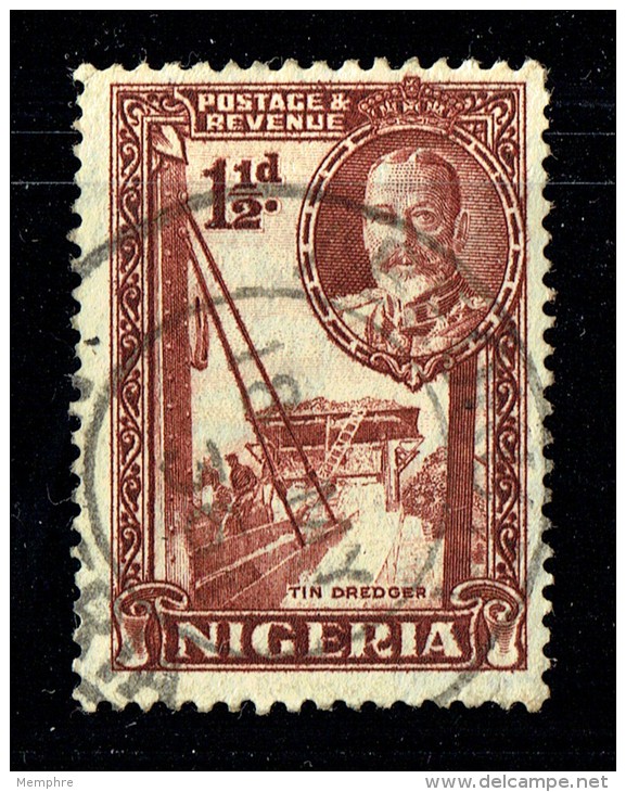 Tin Dredger  Perf 12&frac12; X 13&frac12;  SG 36a  Used - Nigeria (...-1960)