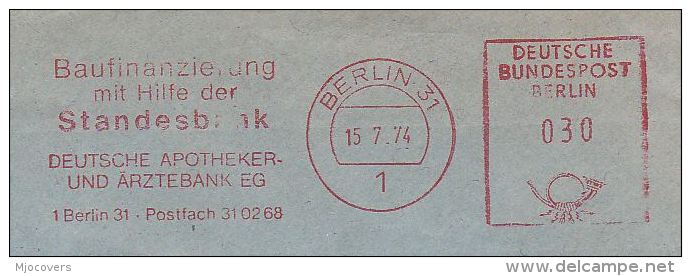 1974 WEST BERLIN Germany COVER METER Stamps SLOGAN  PHARMACY & DOCTORS BANK Health Medicine - Pharmacy