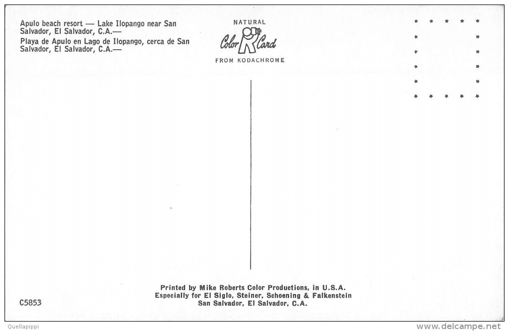 03899 "REPUBLICA DE EL SALVADOR C.A. - APULO BEACH RESORT - LAKE ILOPANGO NEAR SAN SALVADOR" ANIMATA. CART. NON  SPED. - El Salvador