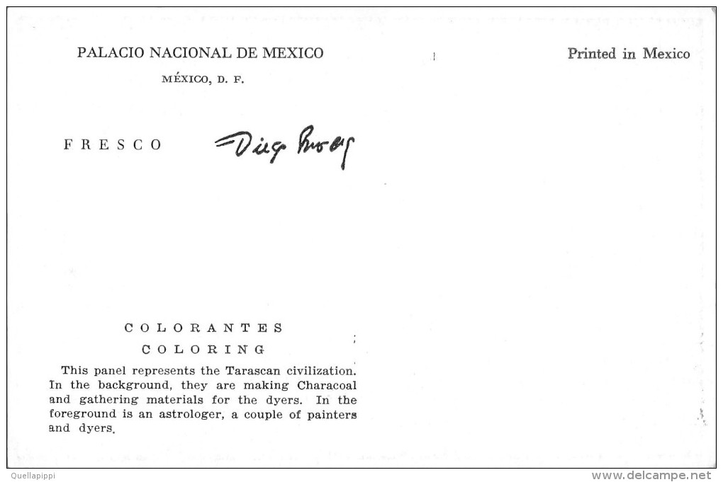 03906 "MEXICO - PALACIO NACIONAL - COLORANTES COLORING" AFFRESCO MURALES DI DIEGO RIVERA. CART. NON  SPED. - Mexique