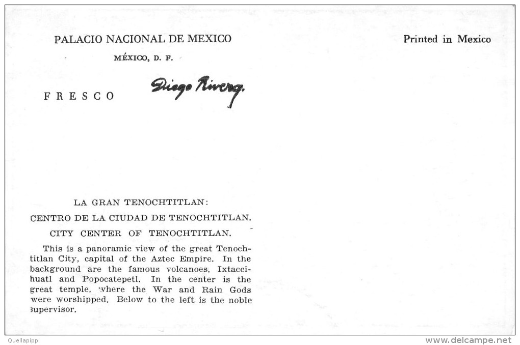 03907 "MEXICO - PALACIO NACIONAL - LA GRAN TENOCHTITLAN" AFFRESCO MURALES DI DIEGO RIVERA. CART. NON  SPED. - Mexique