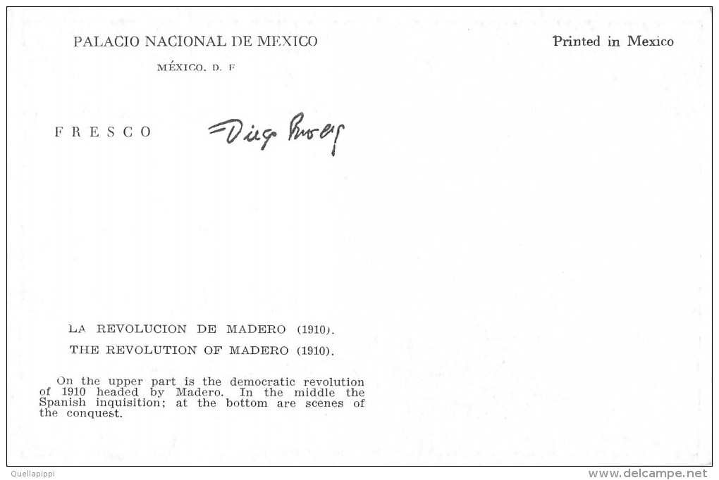 03911 "MEXICO-PALACIO NACIONAL-THE REVOLUTION OF MADERO 1910" AFFRESCO  MURALES DI DIEGO RIVERA. CART NON  SPED - Messico