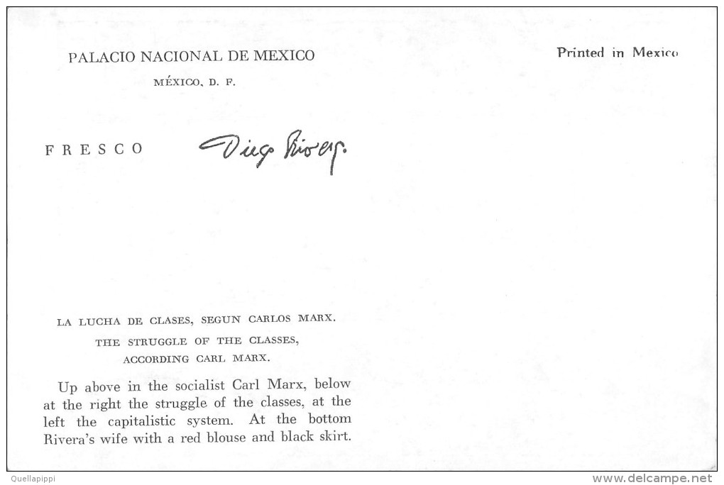 03912 "MEXICO-PALACIO NACIONAL-THE STRUGGLE OF THE CLASSES ACCORDING CARL MARX" MURALES DI DIEGO RIVERA. CART NON  SPED - Messico