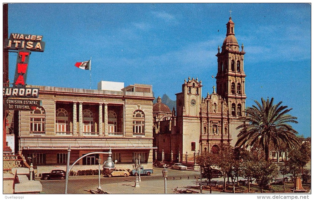 03913 "MEXICO - LE CATEDRAL Y EL CASINO - MONTERREY - NUEVO LEON" AUTO '50, TWA. CART. SPED. 1955 - Mexique