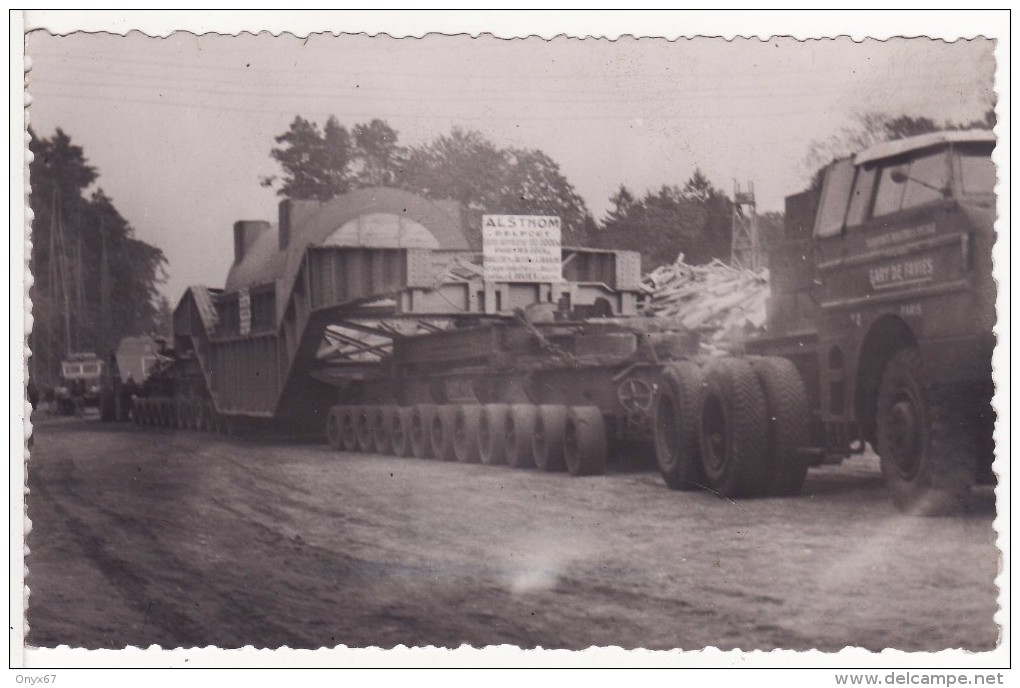 Carte Postale Photo TRANSPORT-CAMION-POIDS LOURDS-STATOR-Belfort-Carling-ALSTHOM-Transport Gary De Favies 170 Tonnes - Camions & Poids Lourds