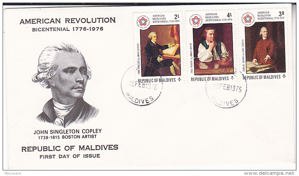 1976 MALDIVES FDC US BICENTENNIAL ART Stamps Cover - Maldives (1965-...)