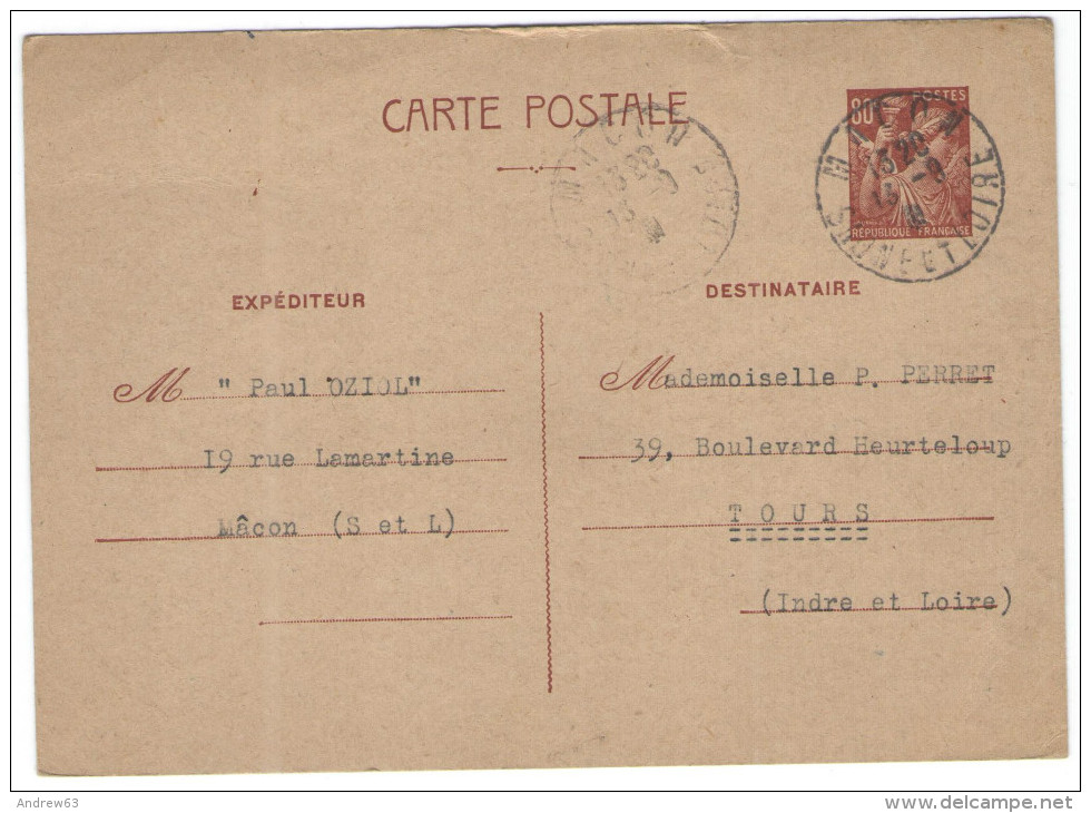 FRANCIA - France - 1941 - 80c - Postkaart - Carte Postale - Post Card - Intero Postale - Entier Postal - Postal Stati... - Storia Postale