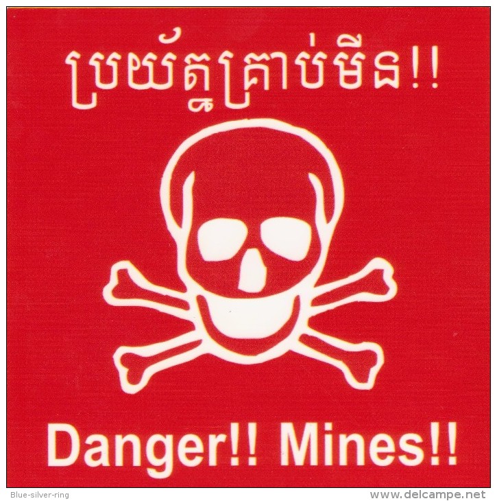 Plaque Metal DANGER MINES Cambodge Cambodia Metal Sign ROUGE Petit Format FRAIS DE PORT GRATUIT ! - Equipement