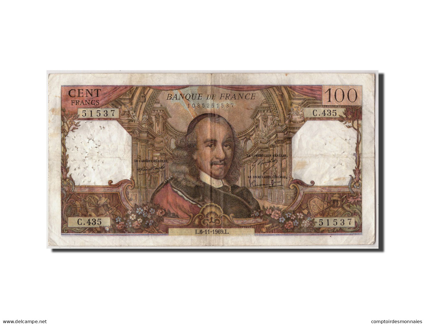 Billet, France, 100 Francs, 100 F 1964-1979 ''Corneille'', 1969, 1969-11-06 - 100 F 1964-1979 ''Corneille''