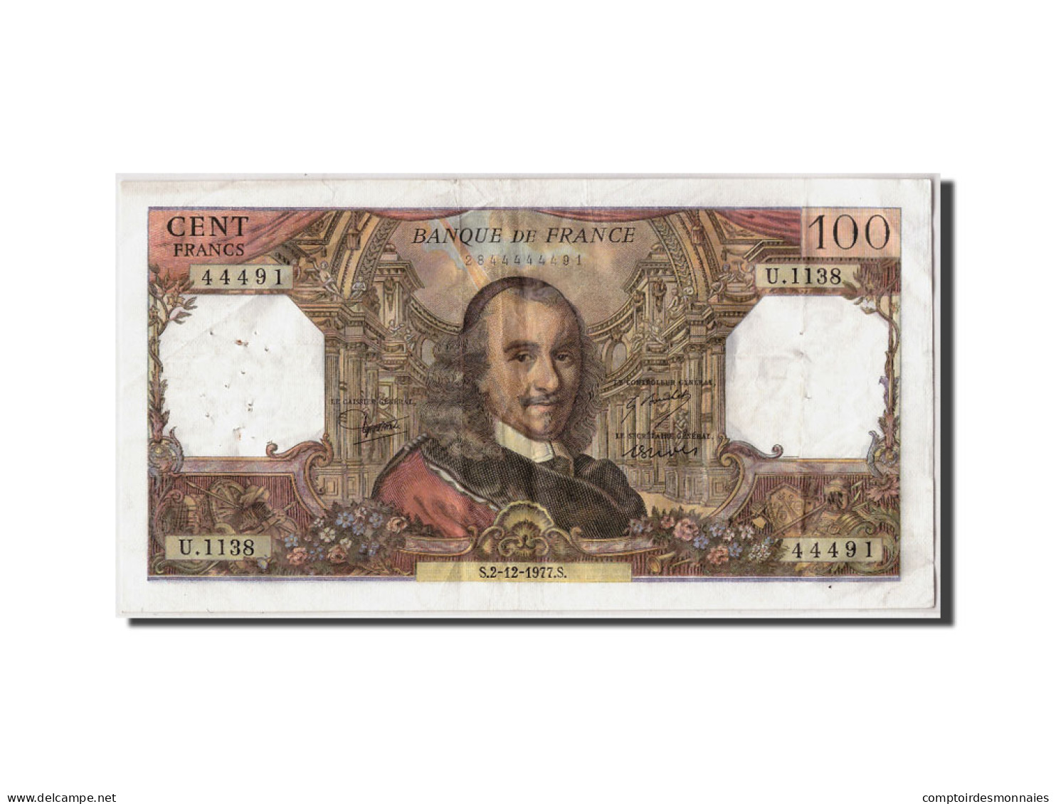Billet, France, 100 Francs, 100 F 1964-1979 ''Corneille'', 1977, 1977-12-02 - 100 F 1964-1979 ''Corneille''