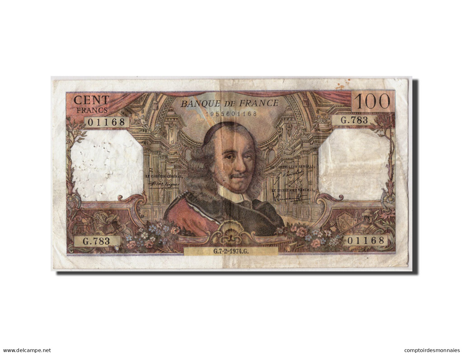 Billet, France, 100 Francs, 100 F 1964-1979 ''Corneille'', 1974, 1974-02-07, TB - 100 F 1964-1979 ''Corneille''