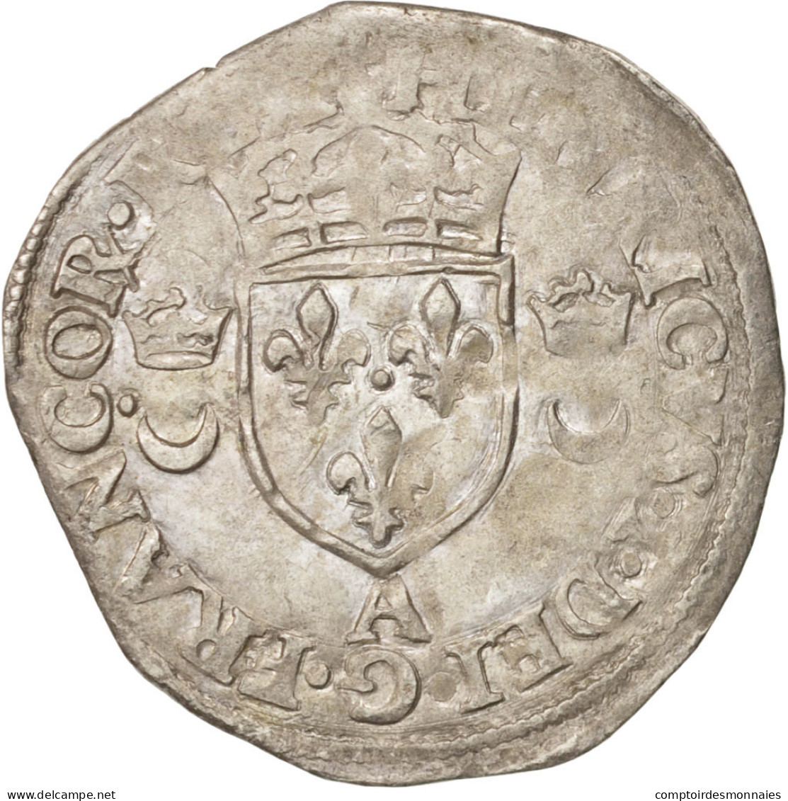 Monnaie, France, Douzain Aux Croissants, 1551, Paris, TB+, Billon, Duplessy:997 - 1547-1559 Henri II