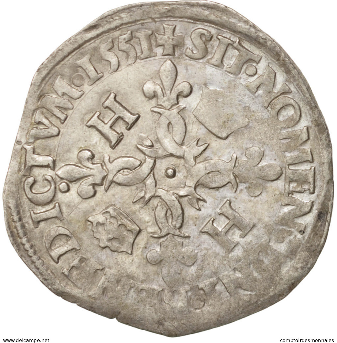 Monnaie, France, Douzain Aux Croissants, 1551, Paris, TB+, Billon, Duplessy:997 - 1547-1559 Henry II