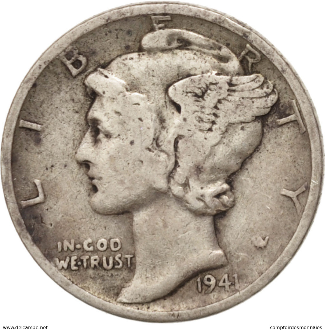Monnaie, États-Unis, Mercury Dime, Dime, 1941, U.S. Mint, Denver, TB+, Argent - 1916-1945: Mercury (kwik)