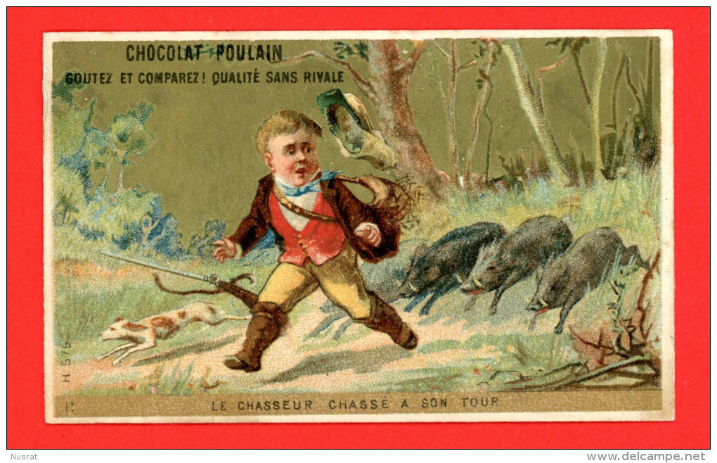 Chocolat Poulain, Chromo Thème Chasse, Chasseurs, Le Chasseur Chassé à Son Tour - Poulain