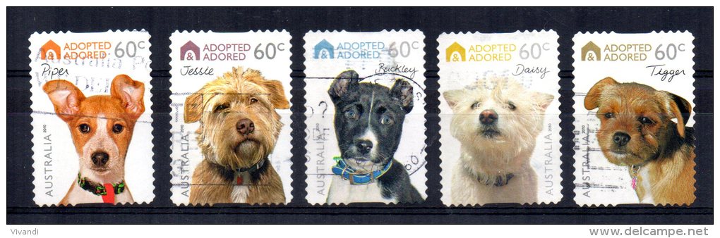 Australia - 2010 - Adopted &amp; Adored/Dogs (Self Adhesive) - Used - Gebraucht