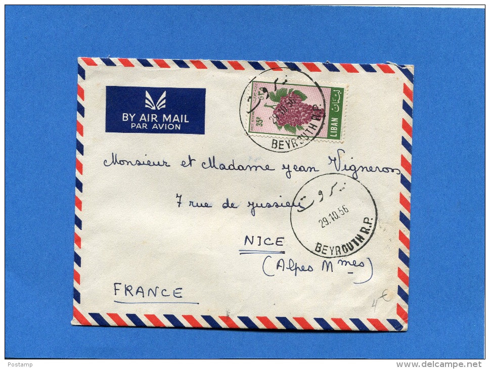 MARCOPHILIE- LIBAN-Lettre >Françe-cad 1956 StampsN° A123-Raisin - Liban