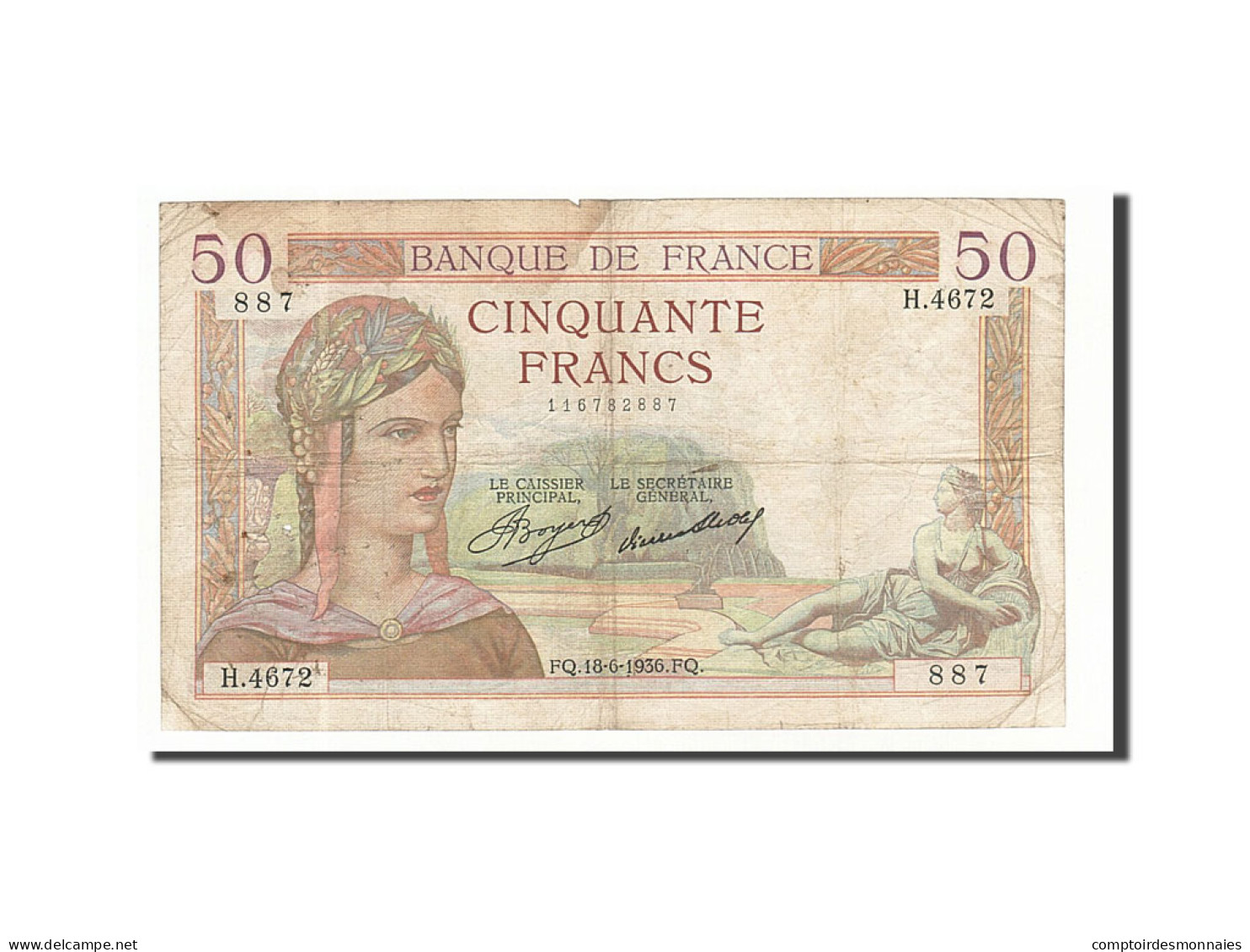 Billet, France, 50 Francs, 1936, 1936-06-18, TB, Fayette:17.27, KM:81 - 50 F 1934-1940 ''Cérès''