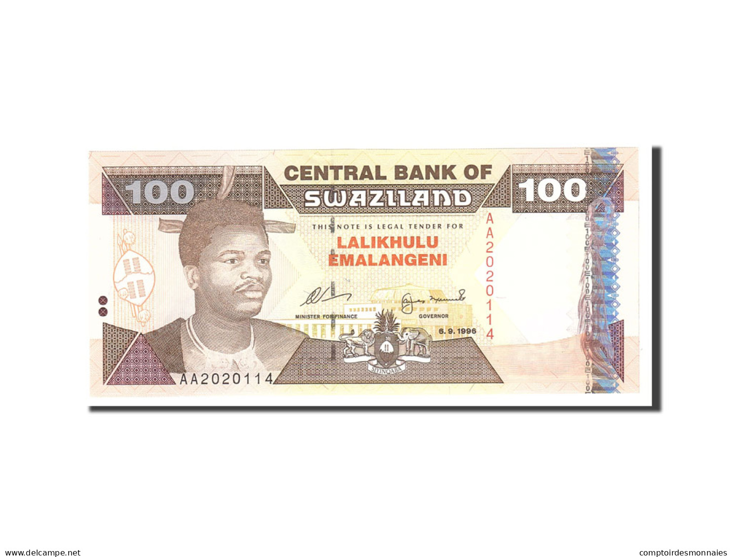 Billet, Swaziland, 100 Emalangeni, 1996, 1996-09-06, KM:27A, NEUF - Swasiland