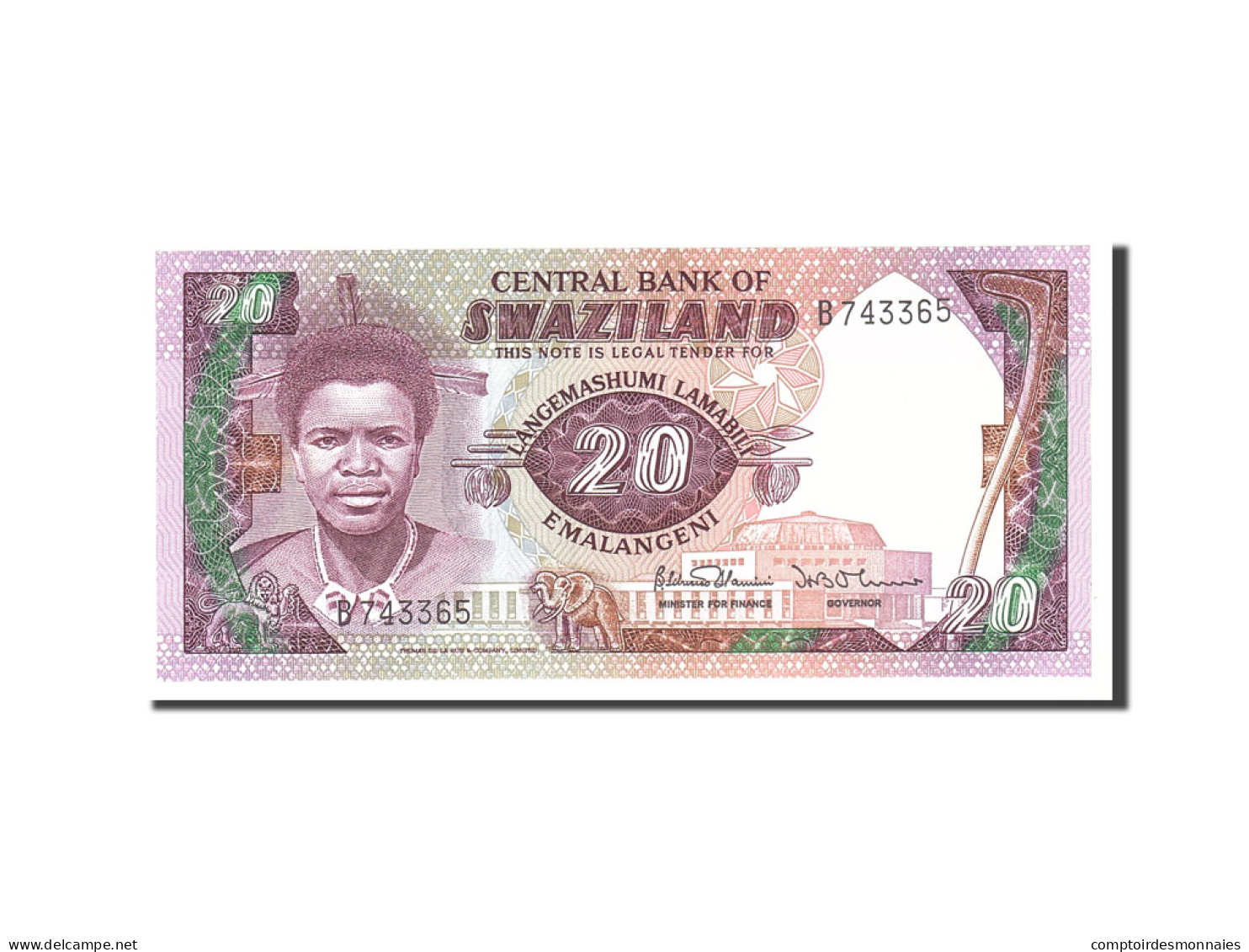 Billet, Eswatini, 20 Emalangeni, 1985, KM:12a, NEUF - Swaziland