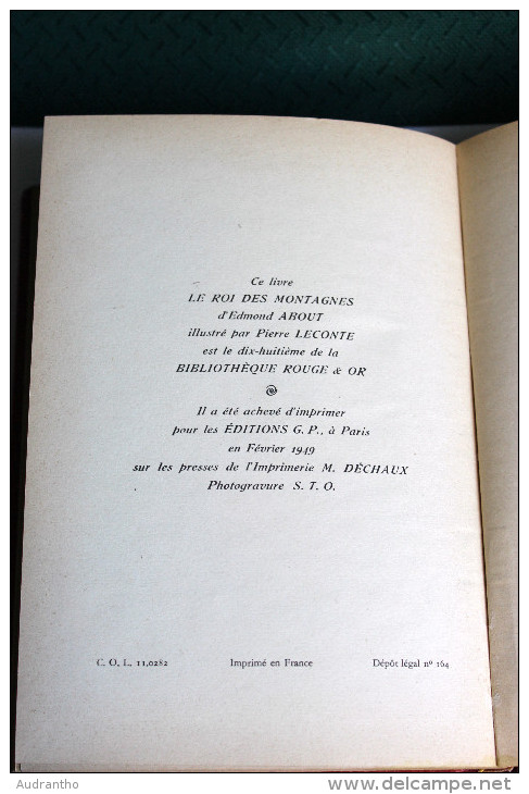 Livre Le roi des Montagnes Edmond About Pierre Leconte Cherbourg Bibliothèque rouge et or
