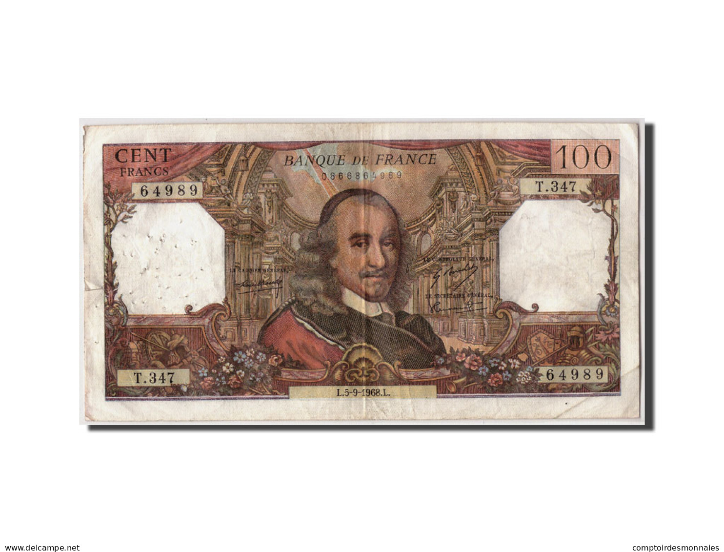 Billet, France, 100 Francs, 100 F 1964-1979 ''Corneille'', 1968, 1968-09-05 - 100 F 1964-1979 ''Corneille''