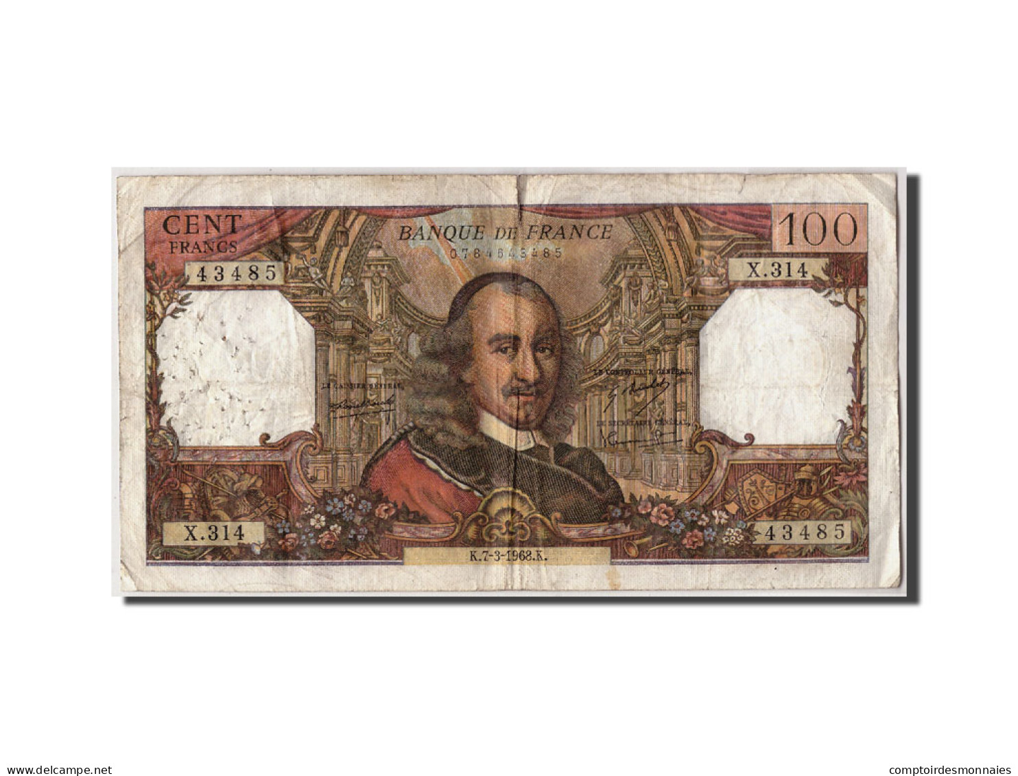 Billet, France, 100 Francs, 100 F 1964-1979 ''Corneille'', 1968, 1968-03-07, TB - 100 F 1964-1979 ''Corneille''