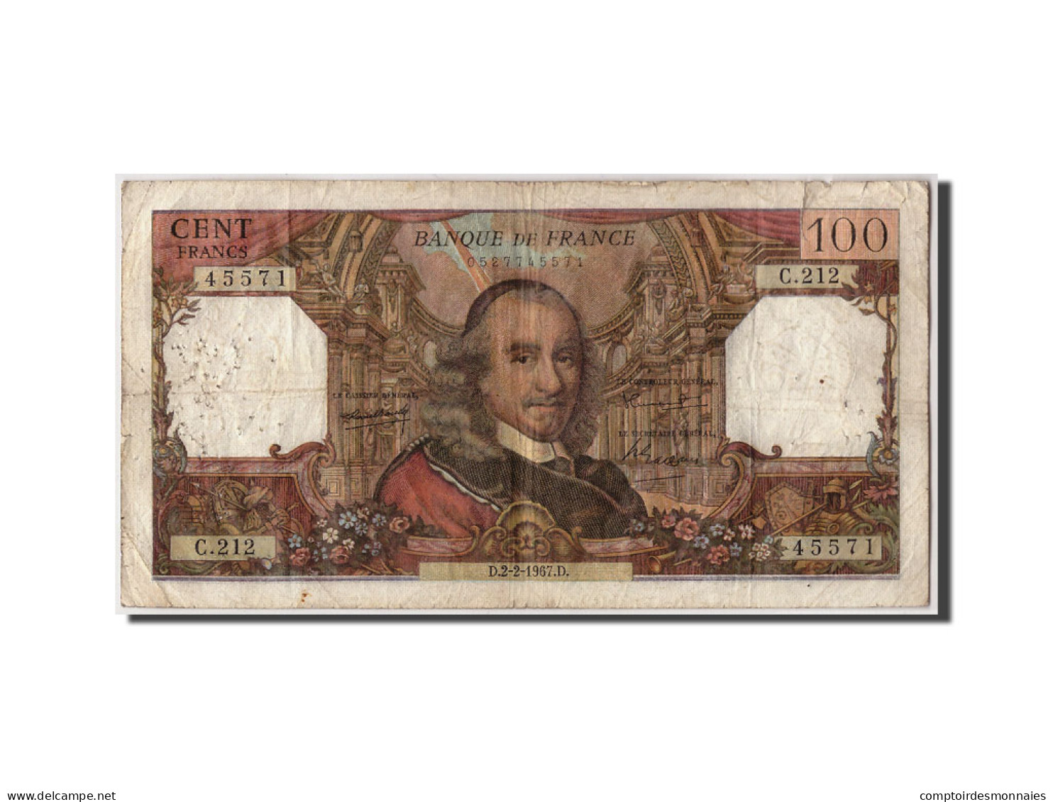 Billet, France, 100 Francs, 100 F 1964-1979 ''Corneille'', 1967, 1967-02-02, TB - 100 F 1964-1979 ''Corneille''