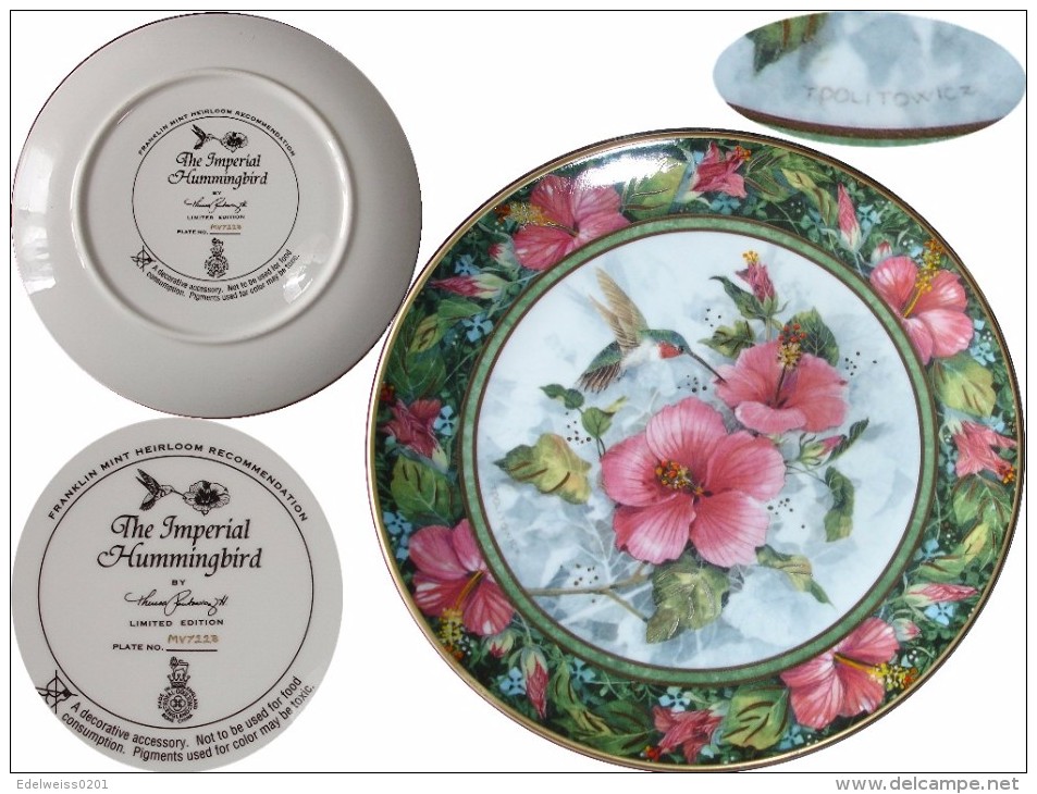 ASSIETTE FRANKLIN MINT SIGNÉE & NUMÉROTÉE/DÉCOR OR*PORCELAINE ROYAL DOULTON*HIBISCUS & OISEAU COLIBRI N° 2 - Royal Doulton