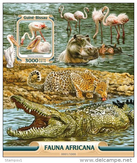 Guinea Bissau. 2016 African Fauna. (002b) - Flamingo