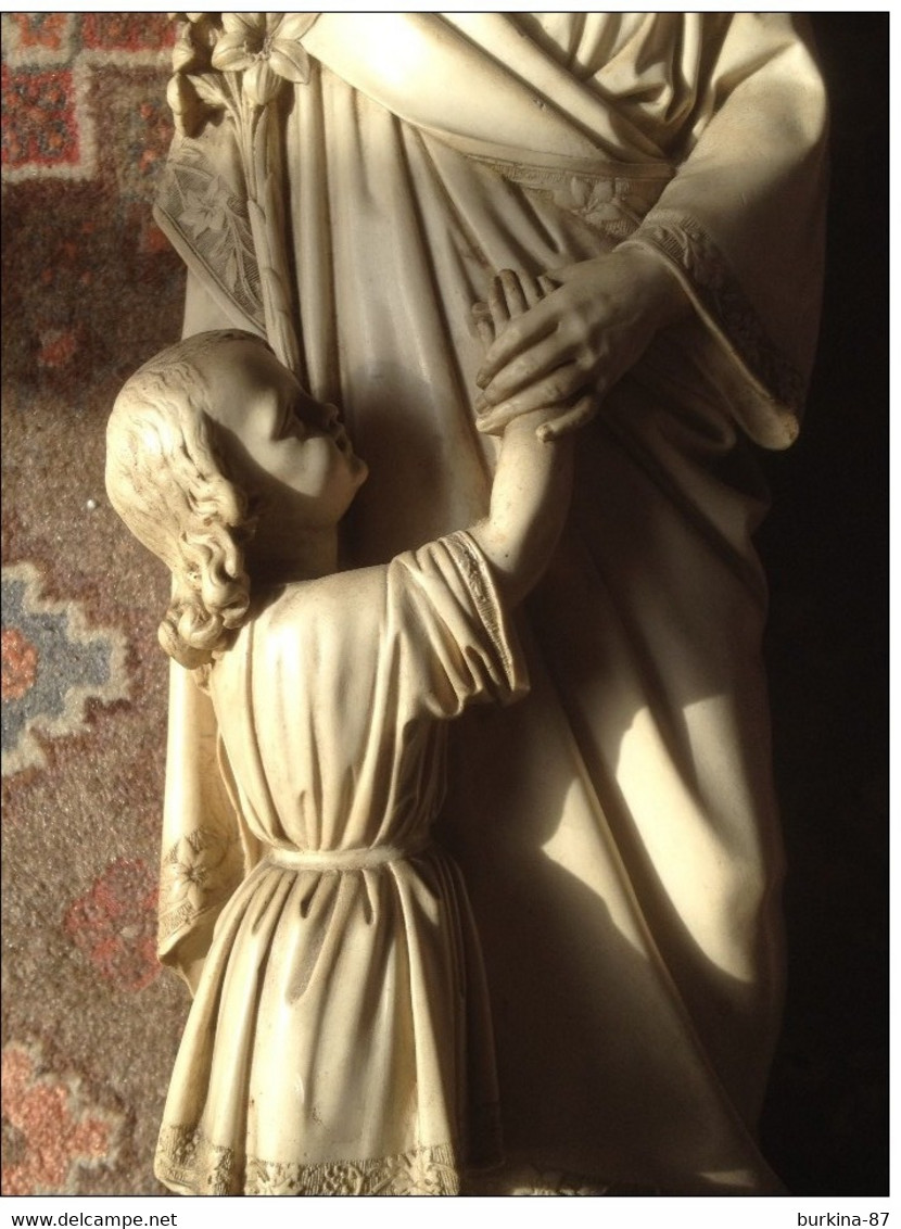 SAINT JOSEPH, ET L'ENFANT, FIN XIX, SIGNE  R CASCIANI. sculpture en ETAT PARFAIT