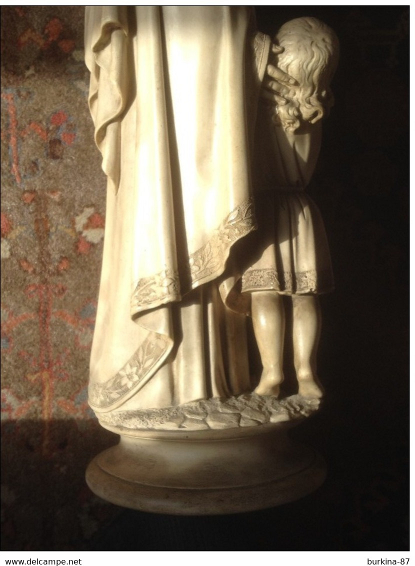 SAINT JOSEPH, ET L'ENFANT, FIN XIX, SIGNE  R CASCIANI. sculpture en ETAT PARFAIT