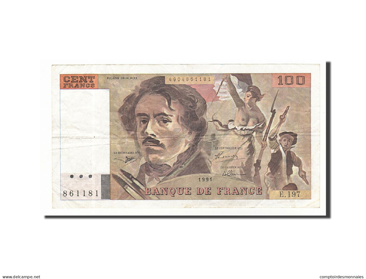 Billet, France, 100 Francs, 1991, 1991, TTB, Fayette:69bis.4a, KM:154f - 100 F 1978-1995 ''Delacroix''