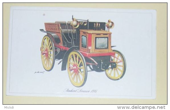 PANHARD LEVASSOR 1895 - HISTORIQUE - FICHE TECHNIQUE - 18,5 X 11,5 Cm - 2 SCANS - Automobili