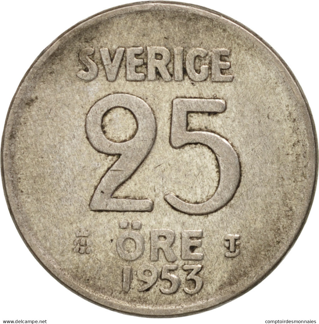 Monnaie, Suède, Gustaf VI, 25 Öre, 1953, TTB, Argent, KM:824 - Suède