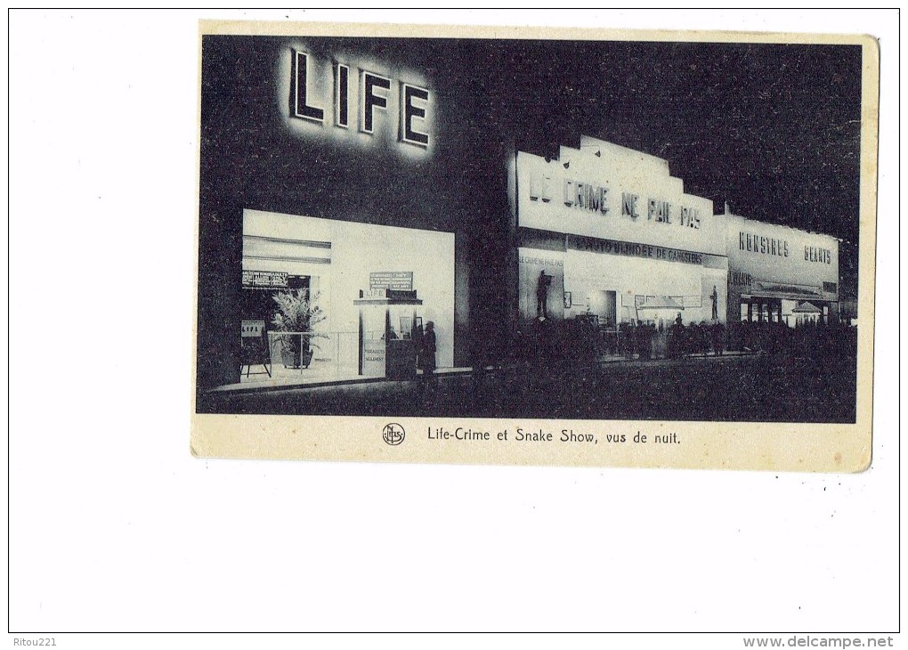 Bruxelles 1935 - La Lampe D´eclairage MAZDA - Life-Crime Snake Show  Vu De Nuit - Monstres Géants - CINEMA - - Bruxelles La Nuit