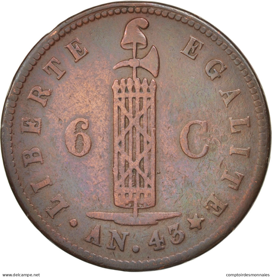 Monnaie, Haïti, 6 Centimes, 1846, TTB, Cuivre, KM:28 - Haití