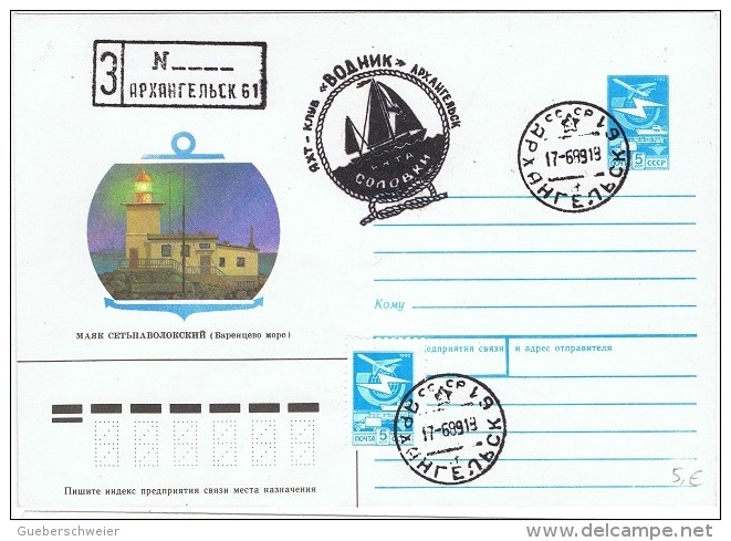 PHA-L9 - RUSSIE Entier Postal Lettre Illustrée Phare Obl. Voilier - Expéditions Arctiques