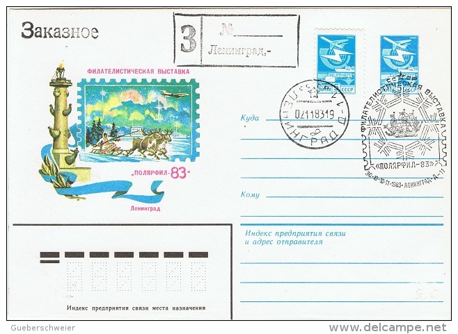 PHA-L10 - RUSSIE Entier Postal Lettre Illustrée Phare Et Rennes 1983 - Stations Scientifiques & Stations Dérivantes Arctiques