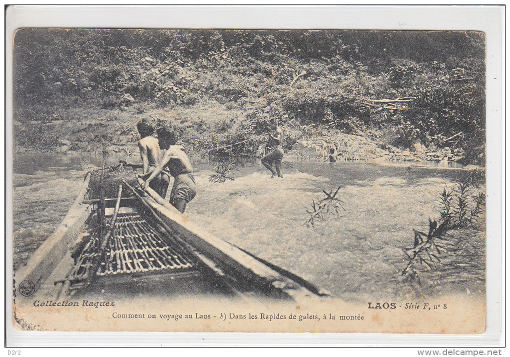 LAOS - PIROGUE DANS LES RAPIDES - PERSONNAGES - 1909 - Laos